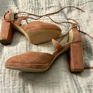 Anne Klein suede, platform lace up heels